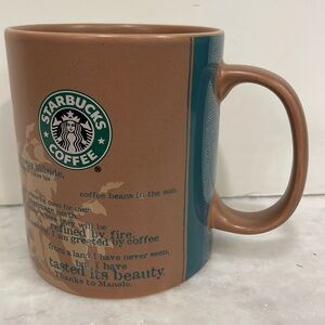 Starbucks Coffee The Origin Of Coffee 2006 Thanks To Manola 18 Oz Brown mug